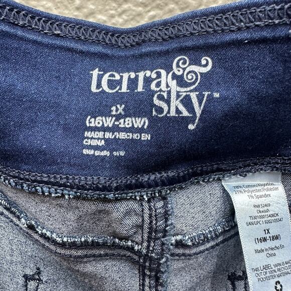 Terra And Sky Jeans Womens 1X 16W 18W Blue Denim Stretchy Plus Size Casual - Picture 12 of 13
